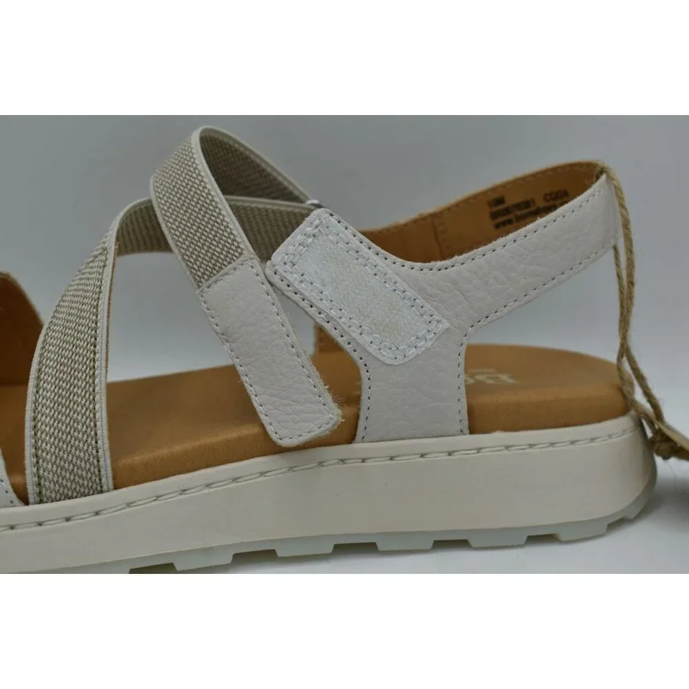 Born Womens Size 11‎ Mady White Combo Leather Strappy Open Toe Sandals Shoes
